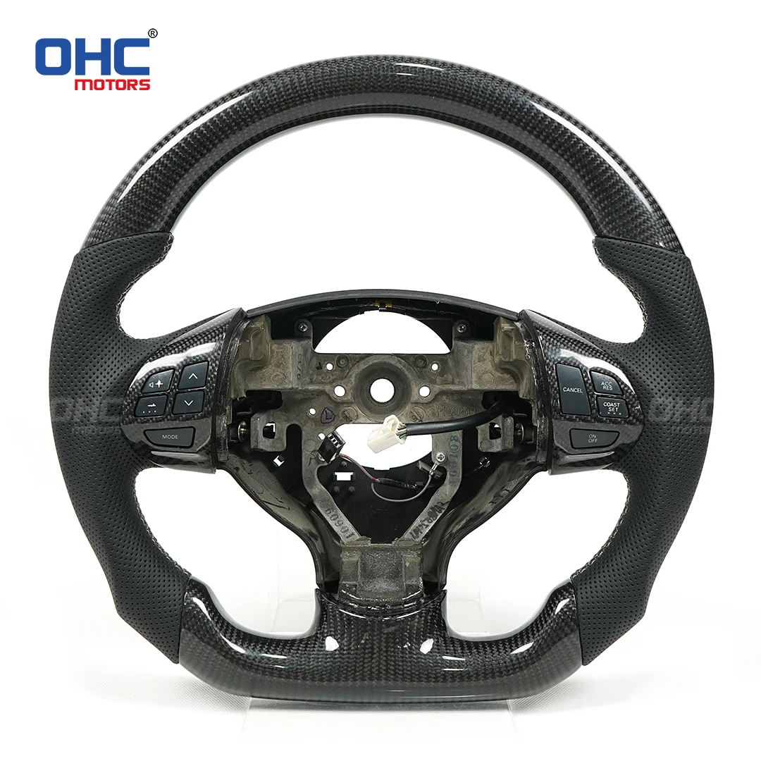 OHC For Mitsubishi Triton Carbon Fiber Steering Wheel Punched Leather Customized Steering Wheel