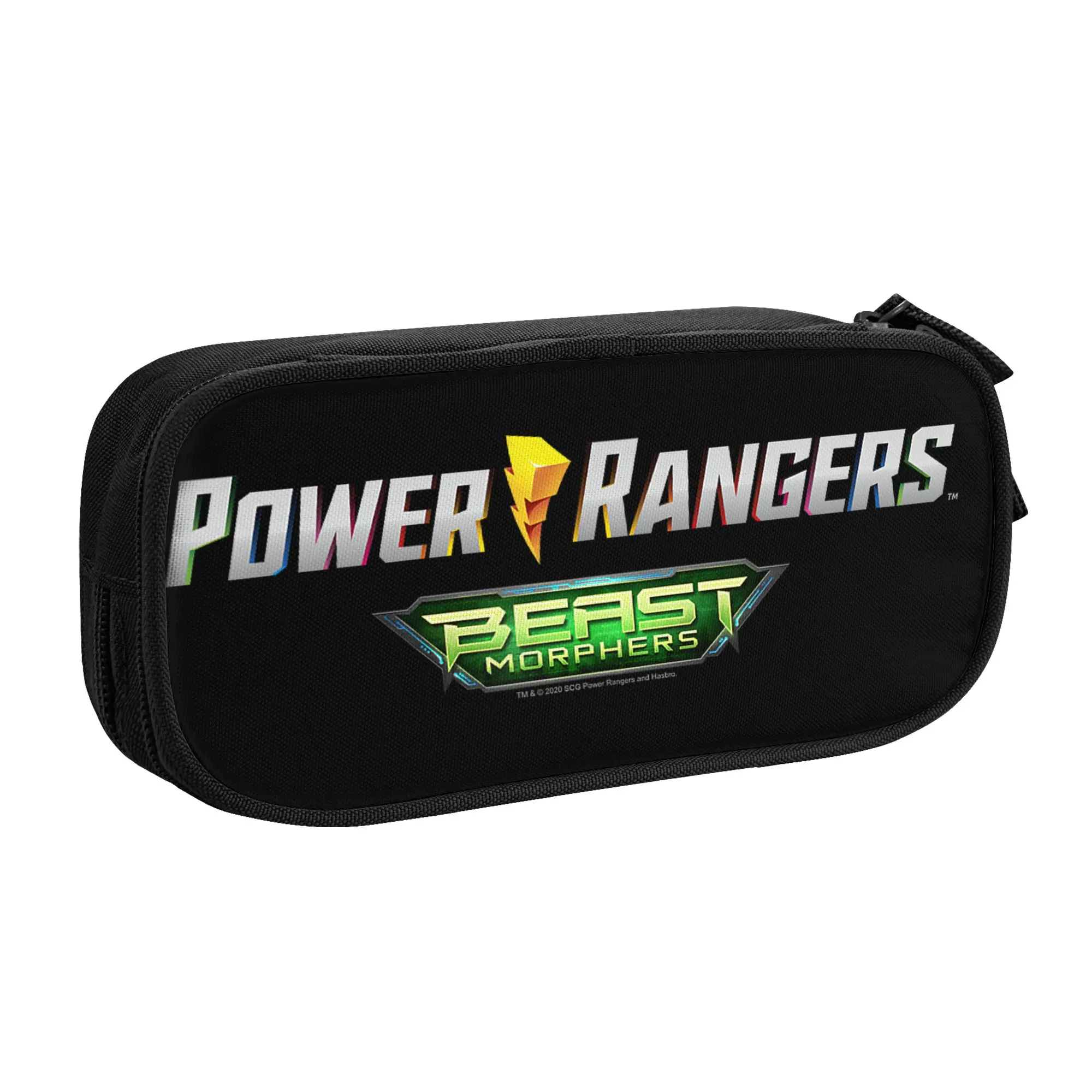 Large Capacity Bags for Child Cartoon Power Rangers Let's Do This Geometric Group Shot Logo  School Pencil Bag