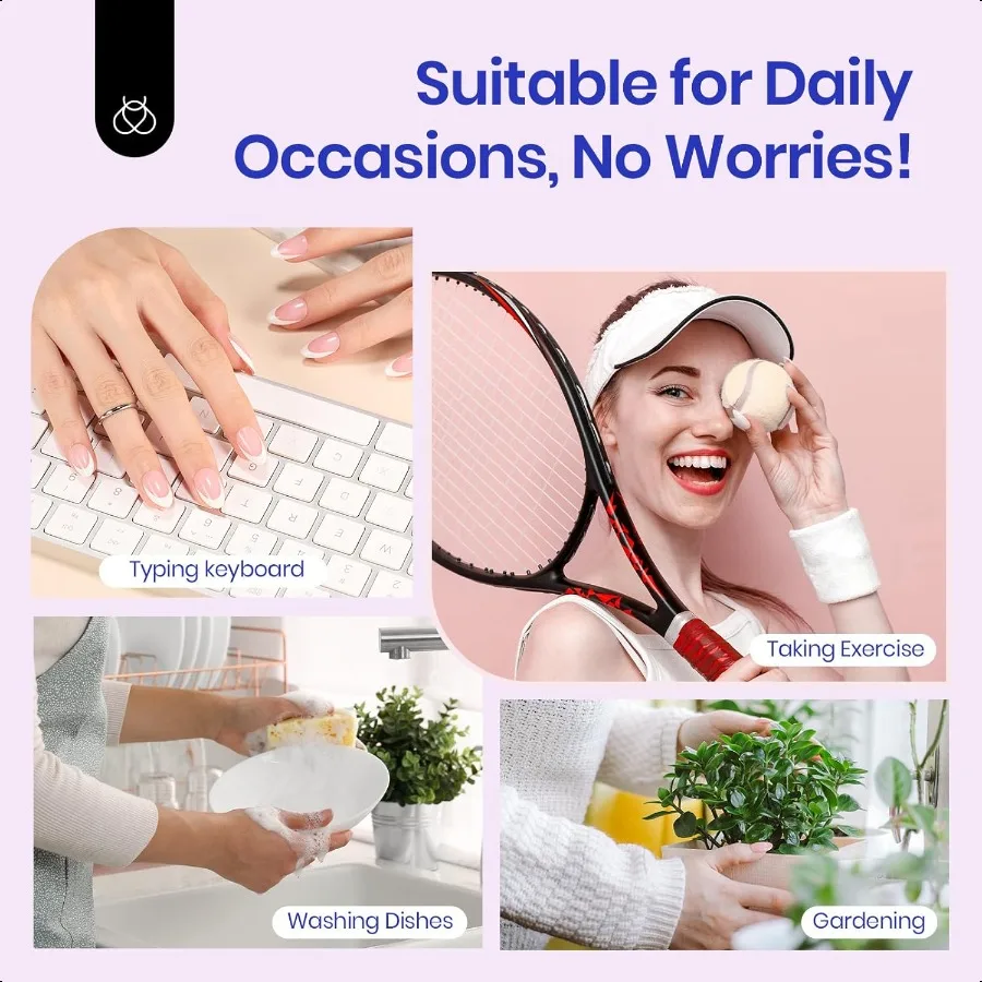 Beetles Short Square French Tip Pr On Nails Brown 64 Pcs PreShaped Fake Nails Reusable Nail Kit with Quickdrying Nail Glue Mini