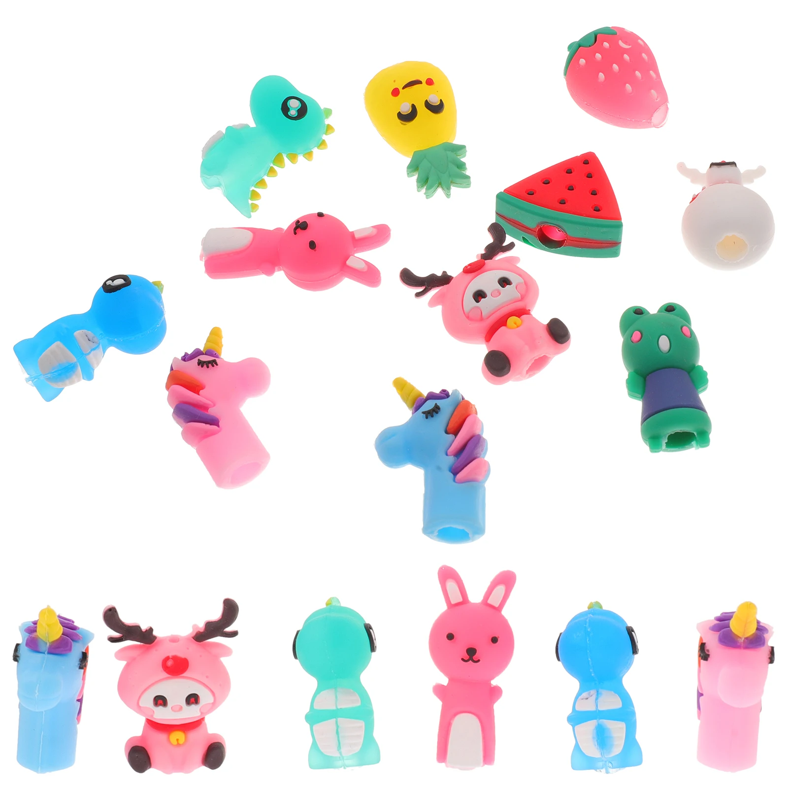 

30pcs Pencil Caps Cartoon Silicone Covers Small Extender Adorable Protectors Fruit Animal Design Pencil Supplies