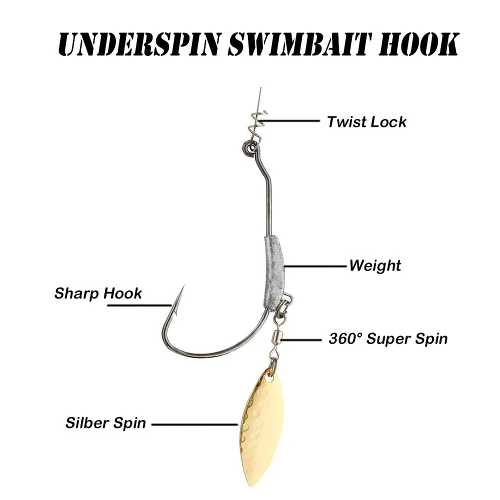 Fish Hook 2G 3G 4G Fishing Hooks Jig Head 10Pcs/lot With Spin Lock Pin Spinner For Soft Fishing Bait Of Carbon Steel Hooks image 3