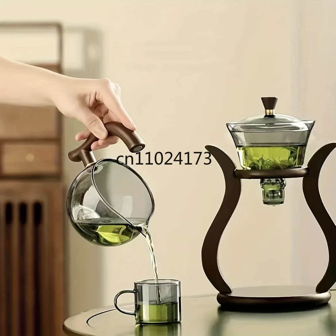 كسول الكونغ فو طقم شاي زجاجي شبه التلقائي بالتنقيط مع Infuser الزجاج إبريق الشاي مجموعة المغناطيسي التبديل إبريق الشاي فنجان مجموعة الأواني الزجاجية