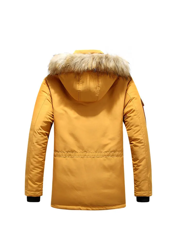 Men's Winter Thickened Hooded Cotton Jacket with Detachable Fur Collar Warm Workwear Standard Fit Fashion Urban Style Long Sl...