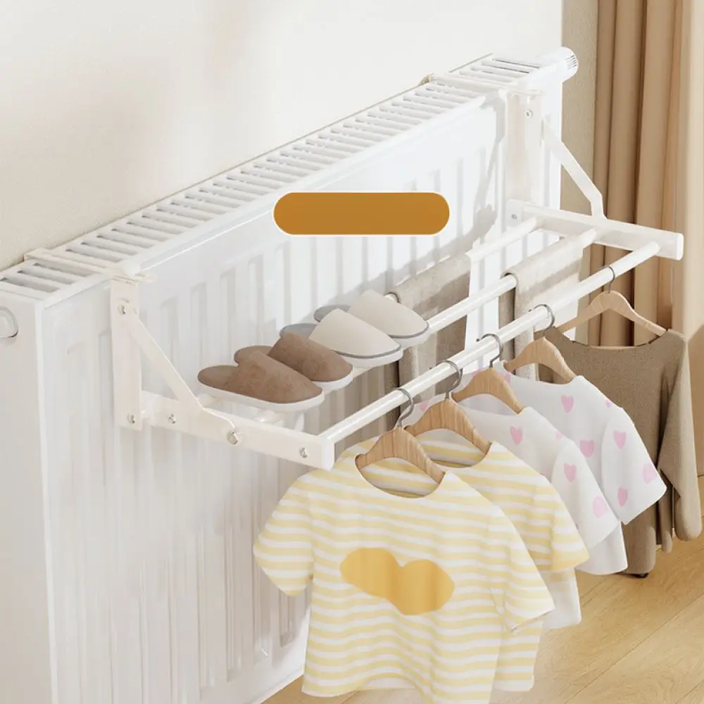 Durable Carbon Steel Radiator Drying Rack Adjustable Laundry Hanger Foldable Shelf For Home Organizing Clothes And Shoes