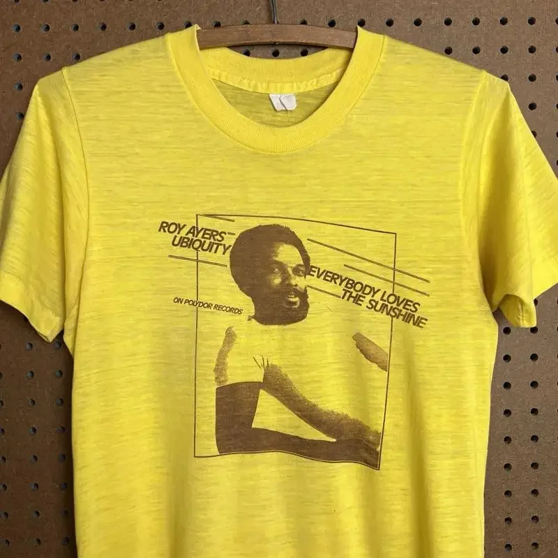 Vintage Roy Ayers T shirt Mens Small Yellow 70s 1970s Music Ubiquity Sunshine
