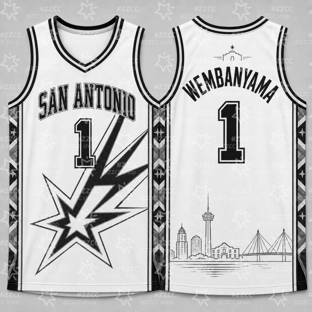 26-27 Victor Wembanyama No.1 basketball jersey City America Hip‑Hop Street Sports Vest Tops Summer Men's T-Shirt Kid's Clothing
