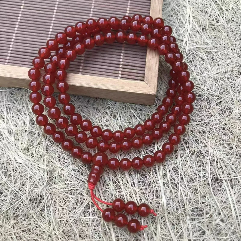 

Jia Le/ Natural Red Agate 108 Buddhist Beads Necklace Bracelet Buddhist Beads Fashion Personalized for Men and Women Gifts