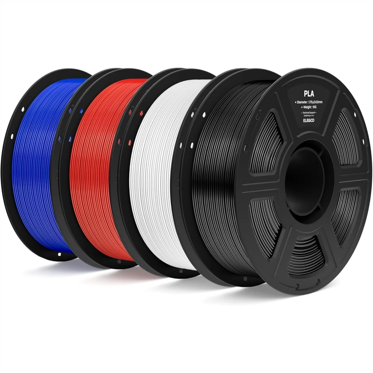 

PLA Filament 1.75mm Bundle 4KG, 3D Printer Filament with Dimensional Accuracy +/- 0.02mm, 4 Spools 1kg Each for Most FDM