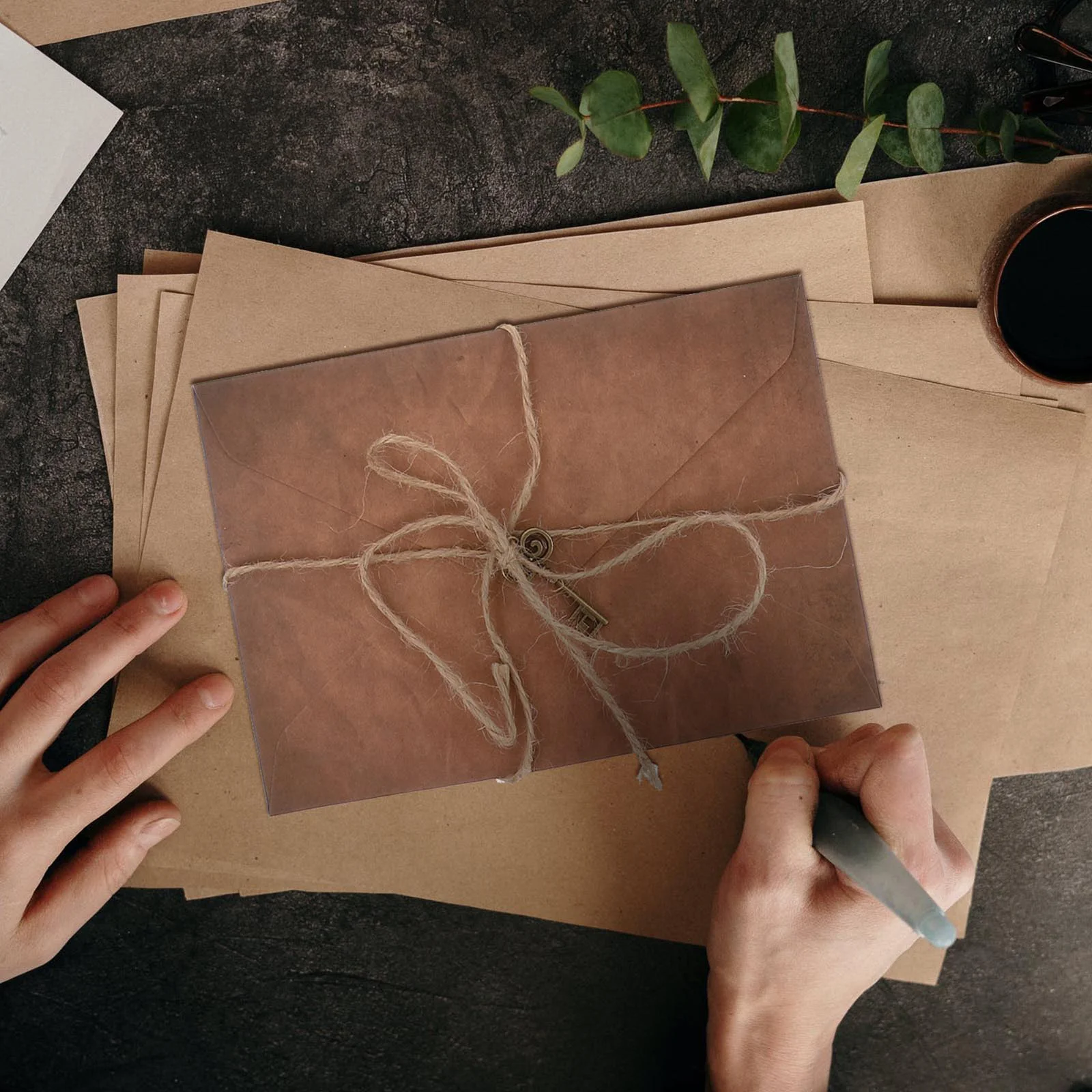 3 Sets Kraft Paper Letter Envelope with Envelopes Boy Looking Rope Stationery Elderly