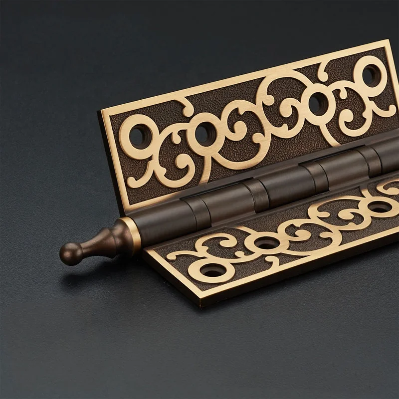 Cerniere per porte resistenti in rame lucido vintage intagliato Cerniere per porte in legno di lusso lucidate a specchio
