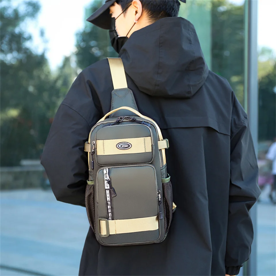 Sac de poitrine Oxford pour hommes, sac à bandoulière décontracté, sac de voyage de haute qualité, sac de grande capacité, document solide, ouvert