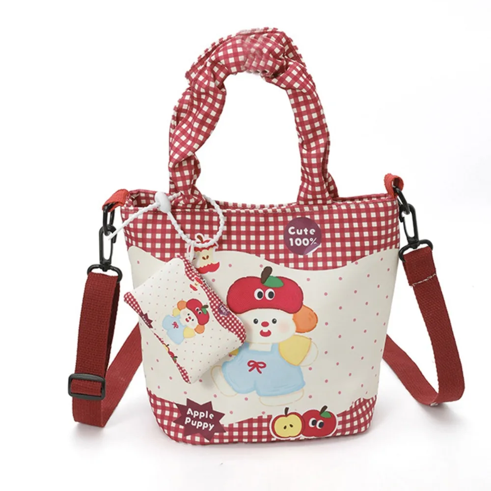 Cartoon Crossbody Bag with Small Bag Canvas Material Shoulder Bag Korean Edition Style Large Capacity Handbag Casual Travel