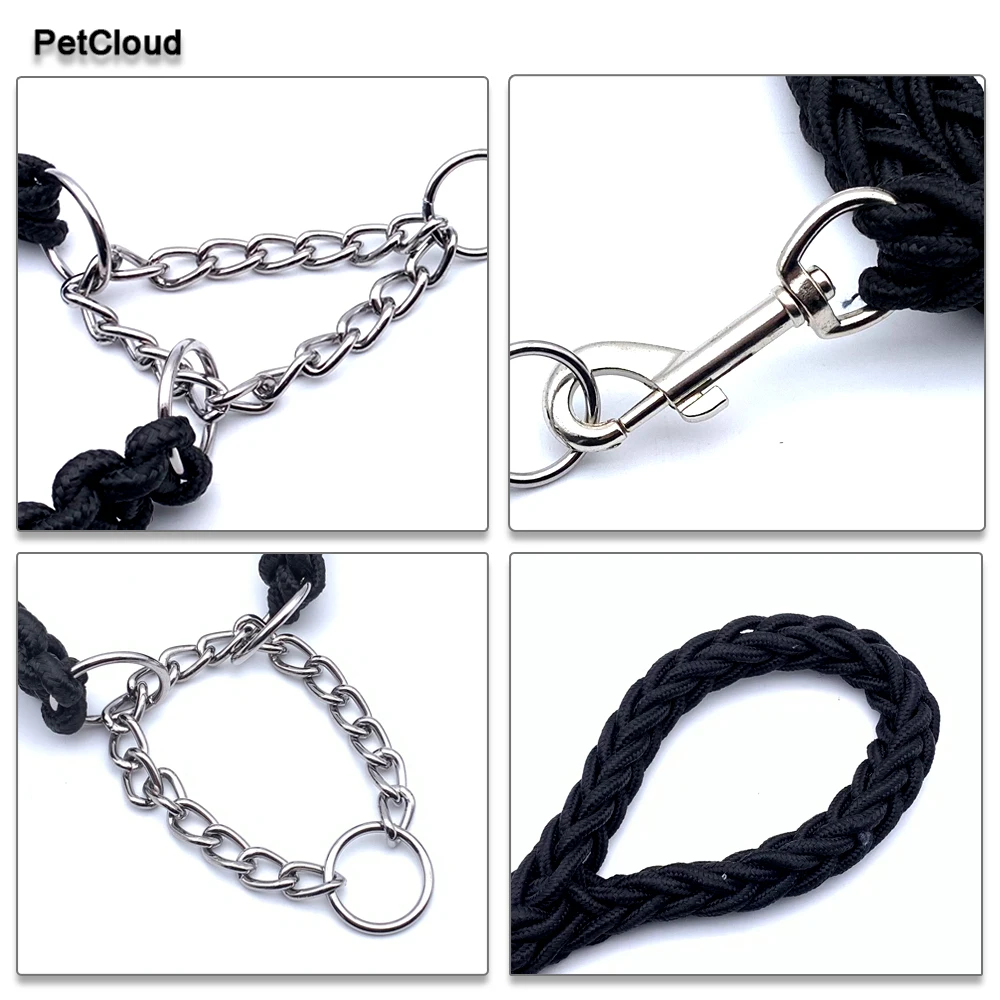 Nylon Braided Leads Dog Leash Rope And Collar For Dog Traction Rope Thick Pet Training Running Walking Dog Leashes Supplies