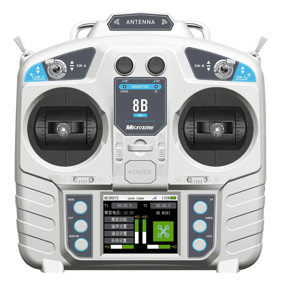 

Microzone MC8B MINI 2.4g 8ch RC Transmitter W/ MC8RE-V2 Receiver Radio System for RC air craft Fixed-wing heli copter u av Car B