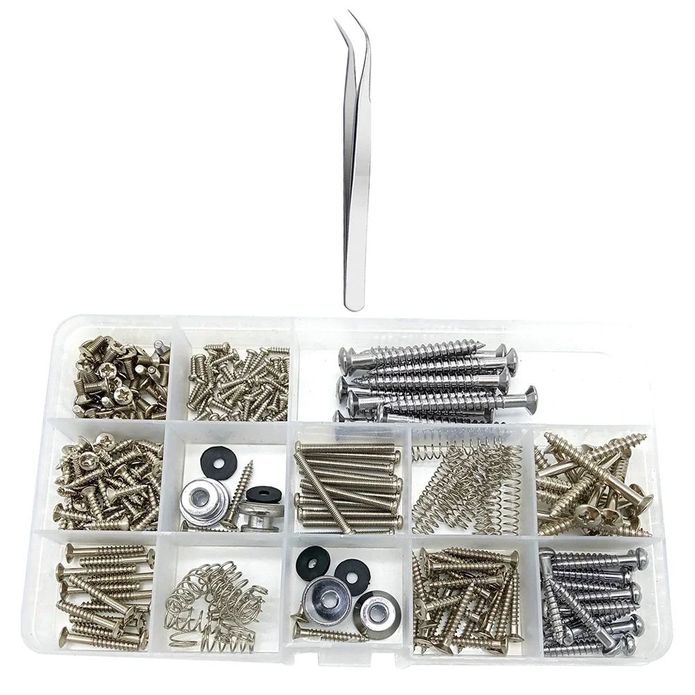 

254Pcs Guitar Repair Kit Professional Screw Set with Strap Buttons Spring for DIY Instrument Maintenance and Upgrades