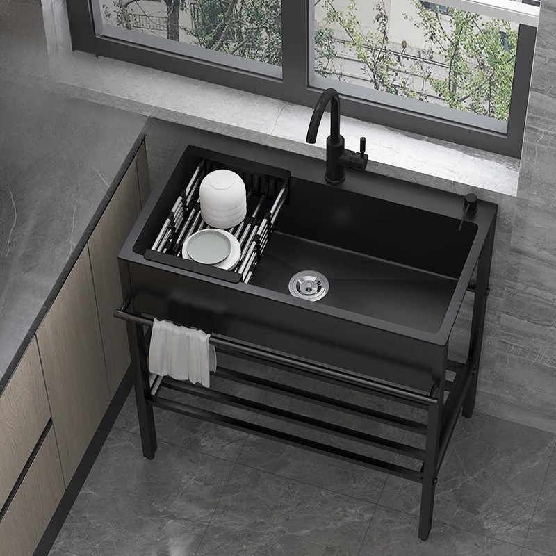 Single sink household floor-to-ceiling vegetable basin kitchen double sink stainless steel dishwasher