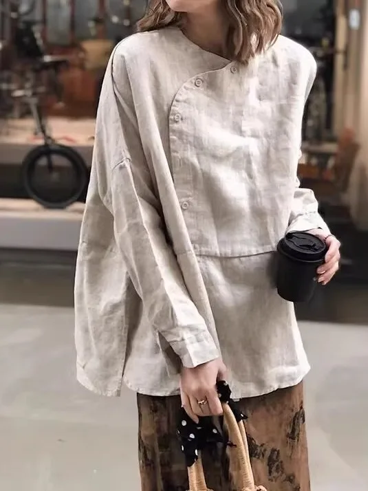 

Художественная винтажная асимметричная длинная одежда с разрезом, большие размеры, китайская национальная одежда для поездок на работу, Fem Faion