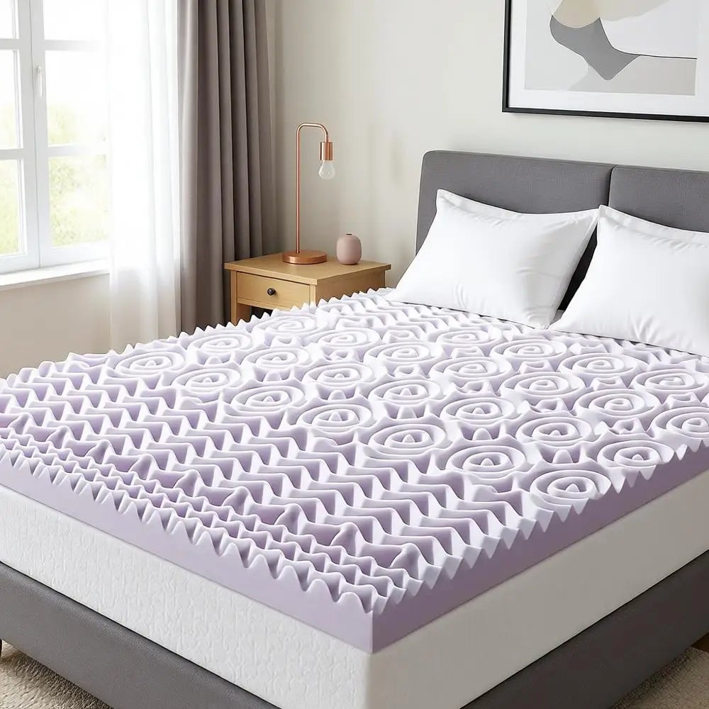 

3-Inch 5-Zone Memory Foam Mattress Topper with Lavender Scented Infused, Suitable for Dormitory Use