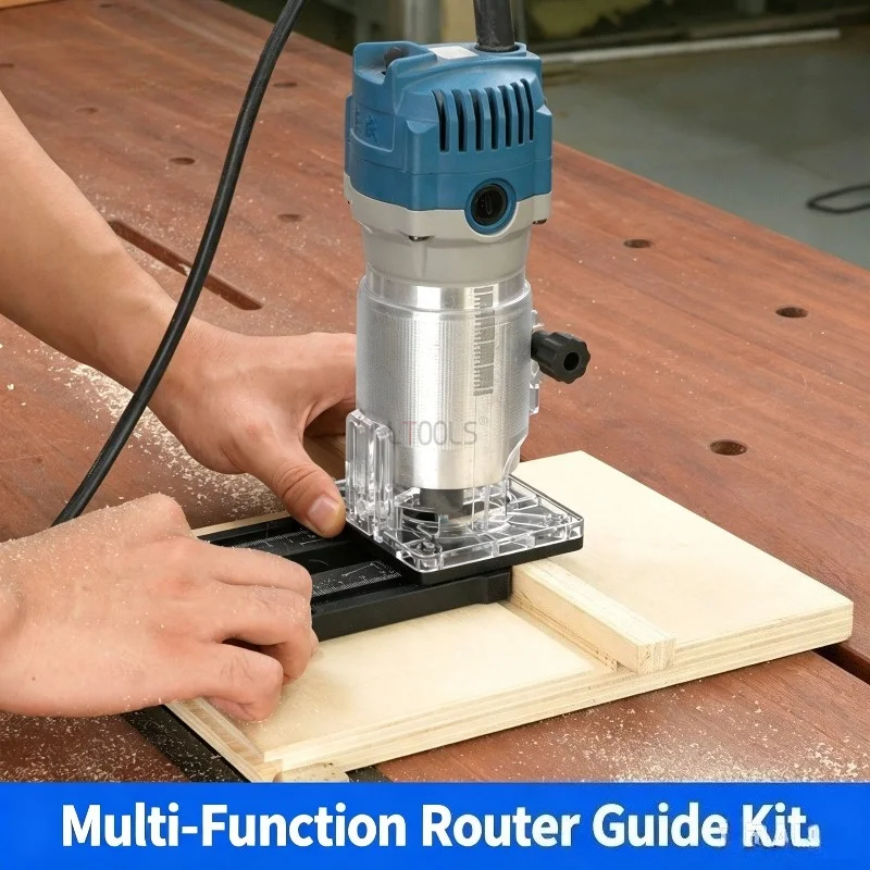 Multifunction Router Guide Jig Adjustable Fence Center Grooving Circle Milling Flat Tenon Ruler Woodworking Trimmer Accessory