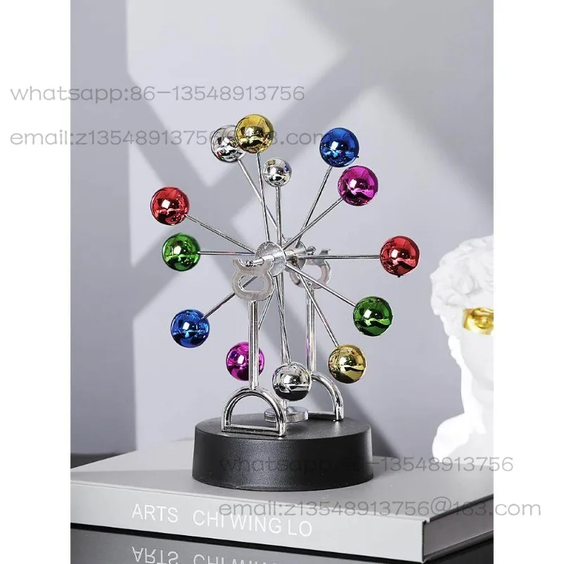Chaos ornament perpetual machine instrument Newton pendulum billiard ball rocker Small handicraft office view 4
