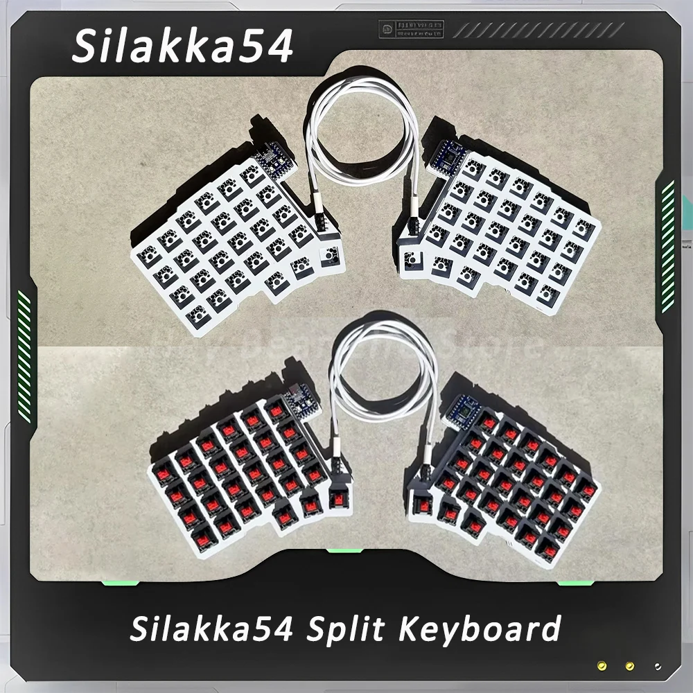 Silakka54 Split Keyboard Wired Hot Swap Support QMK/VIAL Keyboard Ergonomics RP2040zero Customized Gifts PC Gamer Accessories