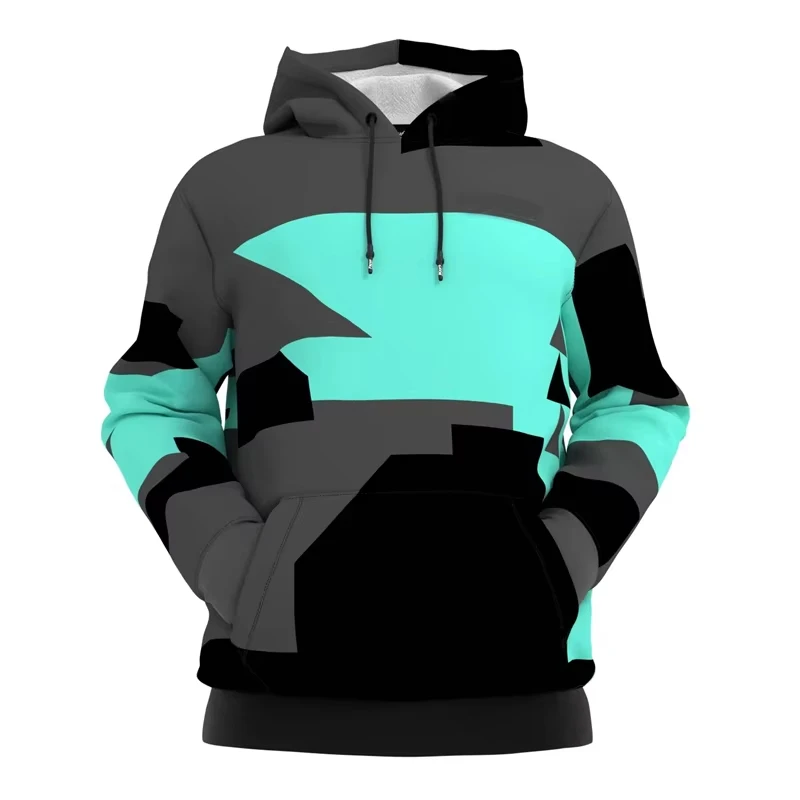 

New Autumn And Winter Colorful Men's Hoodie 3D Printing Geometric Blocks Simple Pattern Casual Long Sleeves Sweatshirts Tops