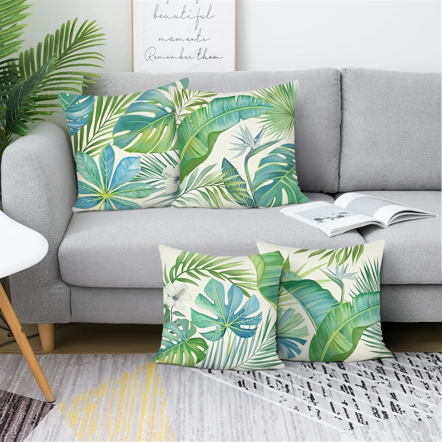 1/4pcs Tropical Palm Leaf Throw Pillow Covers Watercolor Jungle Botanical Cushion Cases for Home Patio Decor Cushion cover