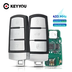 KEYYOU 3C0959752BA ID48/ID46 3C0959752BG 433MHz Half Smart Remote Key For VW For Volkswagen Passat B6 CC 3C B7 Magotan