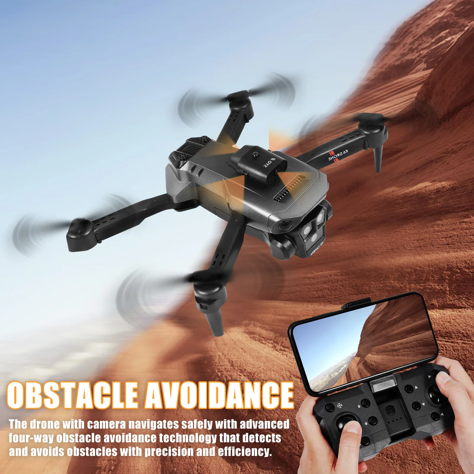 

Foldable Drone Triple Cameras Obstacle Avoidance Black Grey Quadcopter Toy Plane Lightweight Adjustable Drones For Adults