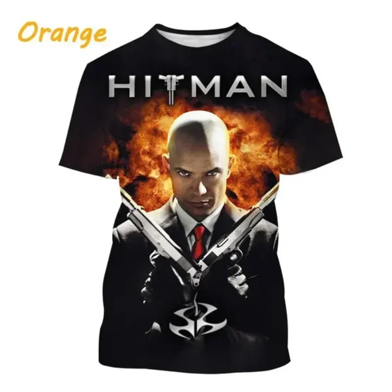 Fashion Men Clothing New Game Hitman 3D Print T-shirt Personality Unisex Oversized T Shirt Hip-hop Harajuku Street Tops Tees