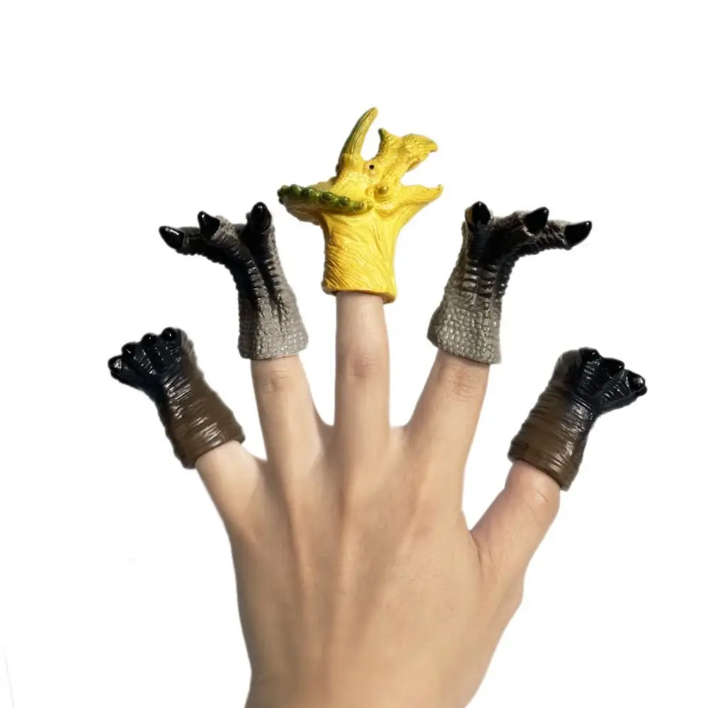 5 pezzi di dinosauro cartone animato dinosauro burattino da dito giocattoli burattini a mano testa di dinosauro in gomma burattino a mano bambola da dito mini
