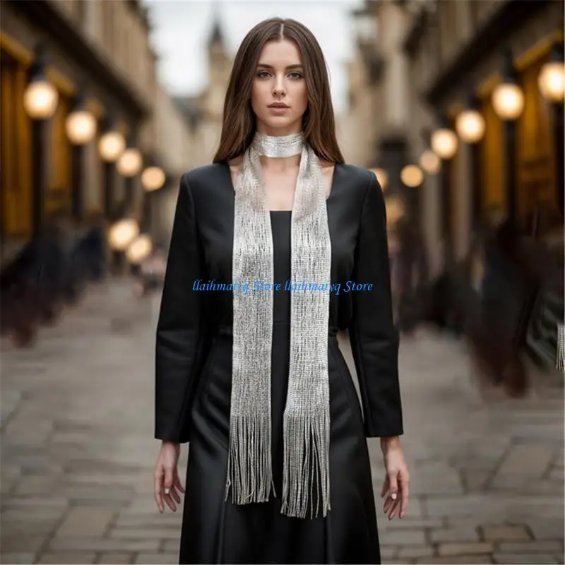 573b длинный шарф шарф элегантный шарф с бахромой для вечерней вечеринки и путешествий