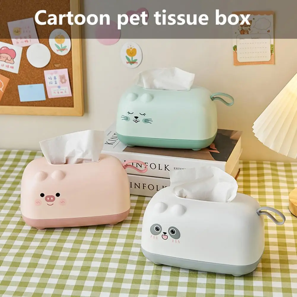 

Tissue Holder Dispenser Household Great Capacity Large Caliber Smooth Edge Portable Storage Tissue Cartoon Cute Cat Shape for Ho