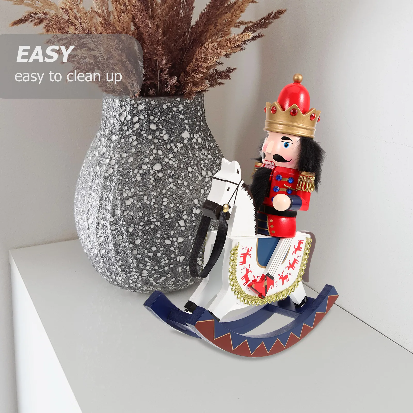 

Wooden Nutcracker Christmas Nutcracker Soldier Decorative Wood Horse Xmas Tabletop Ornament Christmas Decorations Home Ornament