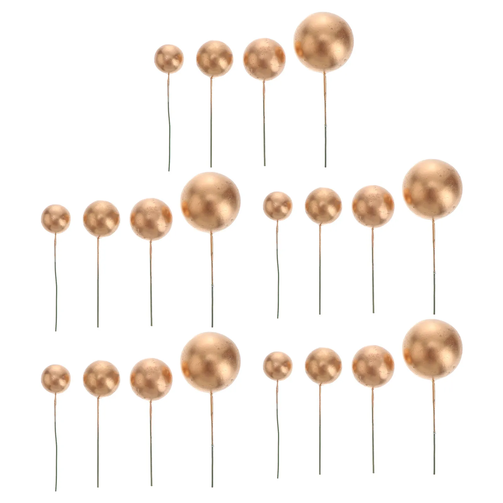 

20pcs Golden Ball Cake Decor Tones Dessert Insert Birthday Child Party Supplies Safe