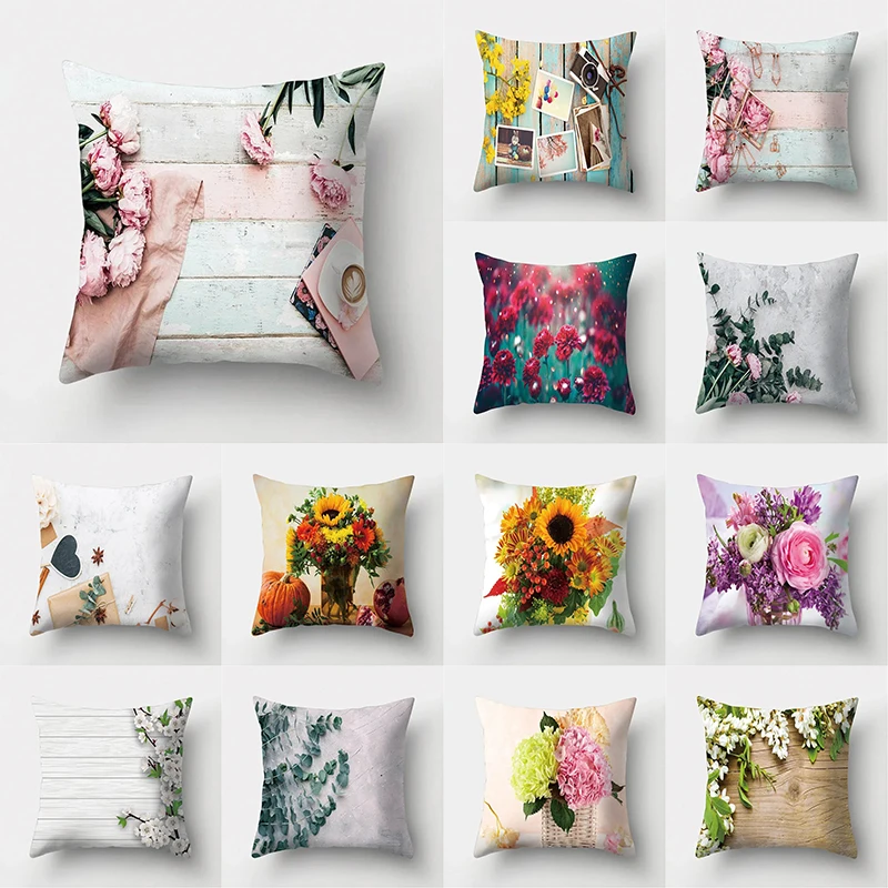 

Retro style rose flower print pillow cover home room decoration office chair living room sofa cushion cover 45x45cm