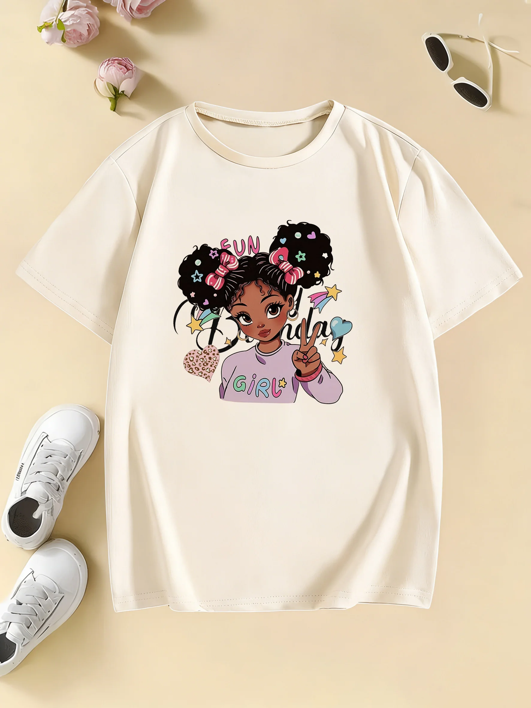 Y2K Retro Fashion Girls Design T Shirts  Summer Short Sleeve Kids Children's T-shirt Boys Girls Spring Casual Top Tee
