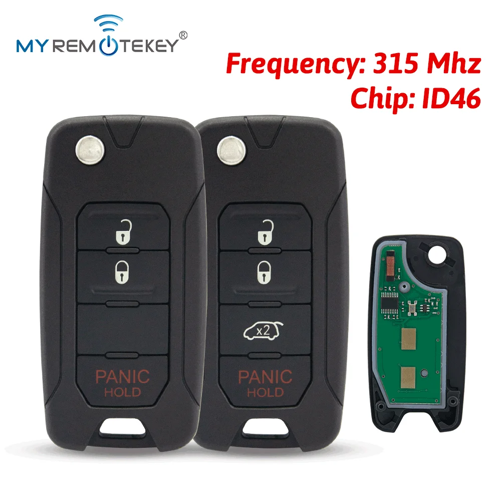 

REMTEKEY Flip Car Key Fob Remote Control OHT692713AA/OHT692427AA/KOBDT04A for 2005-2016 Chrysler Dodge Jeep 315Mhz 46 Chip