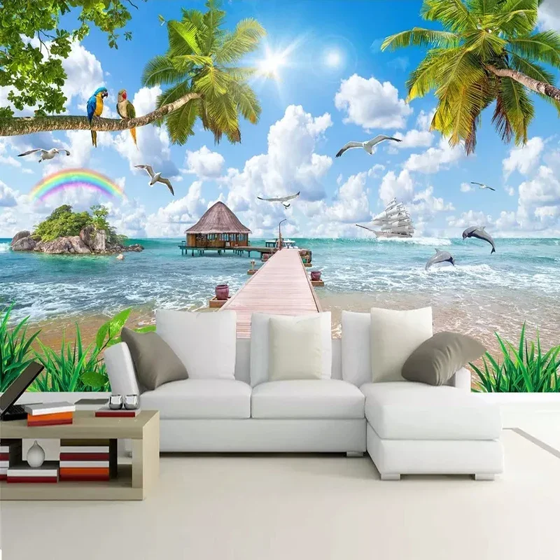 

Custom Photo Wallpaper Modern Seaside Landscape Murals Living Room TV Sofa Bedroom Background Wall Painting Papel De Parede 3D