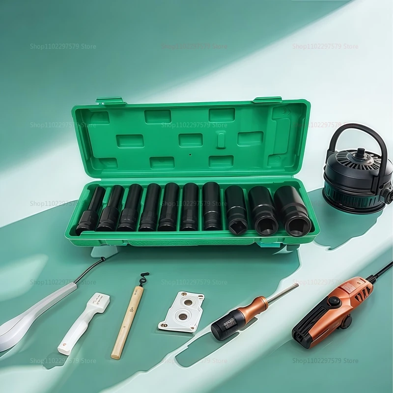 10피스 1/2인치 드라이브 메트릭 임팩트 소켓 세트, 공압 공구 수리 자동차 정비소용 딥 유니버셜 소켓