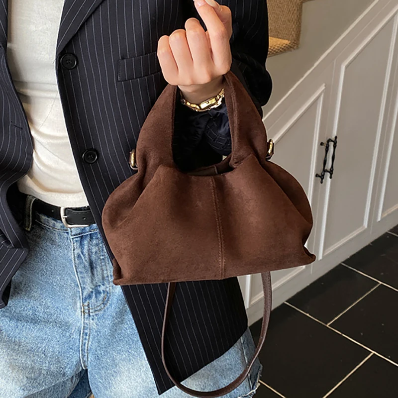 French Cloud Dumpling Bag Brand Design Frosted Bag New Fashion Handbag Lunch Box Bag Retro Magnetic Clasp Shoulder Crossbody Bag - view 5