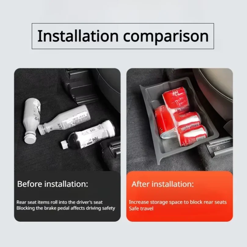 Underseat Storage Box for Tesla Model Y 2021-2024 Seats Drawer TPE Hidden Storage Tray Push Pull Car Organizer Car Accessories