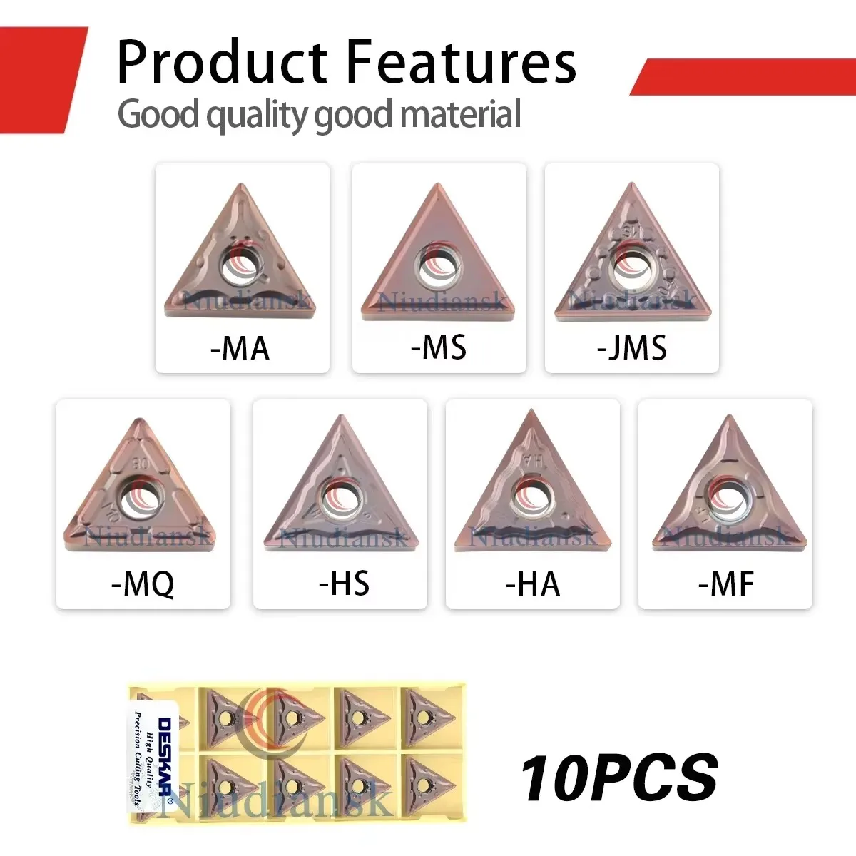 TNMG160404/08-MA/MS/JMS/MQ/HS/HA/MF LF6018 DESKAR Numerical Control Lathe Triangular Turning Inserts Stainless Steel Processing