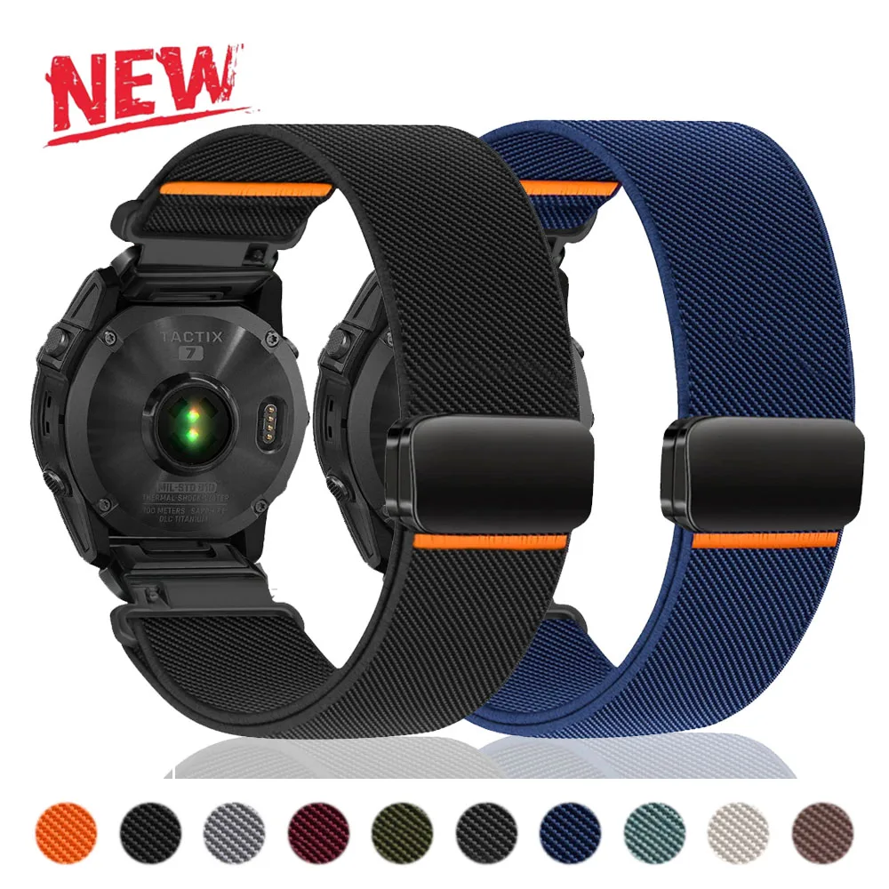 22/26mm Quick Fit Magnetic Buckle Strap for Garmin Fenix 8 7 Pro 7S 6X 6 5Plus Venu 3 Tactix 7 Nylon bracelet Quatix 8 band 47mm