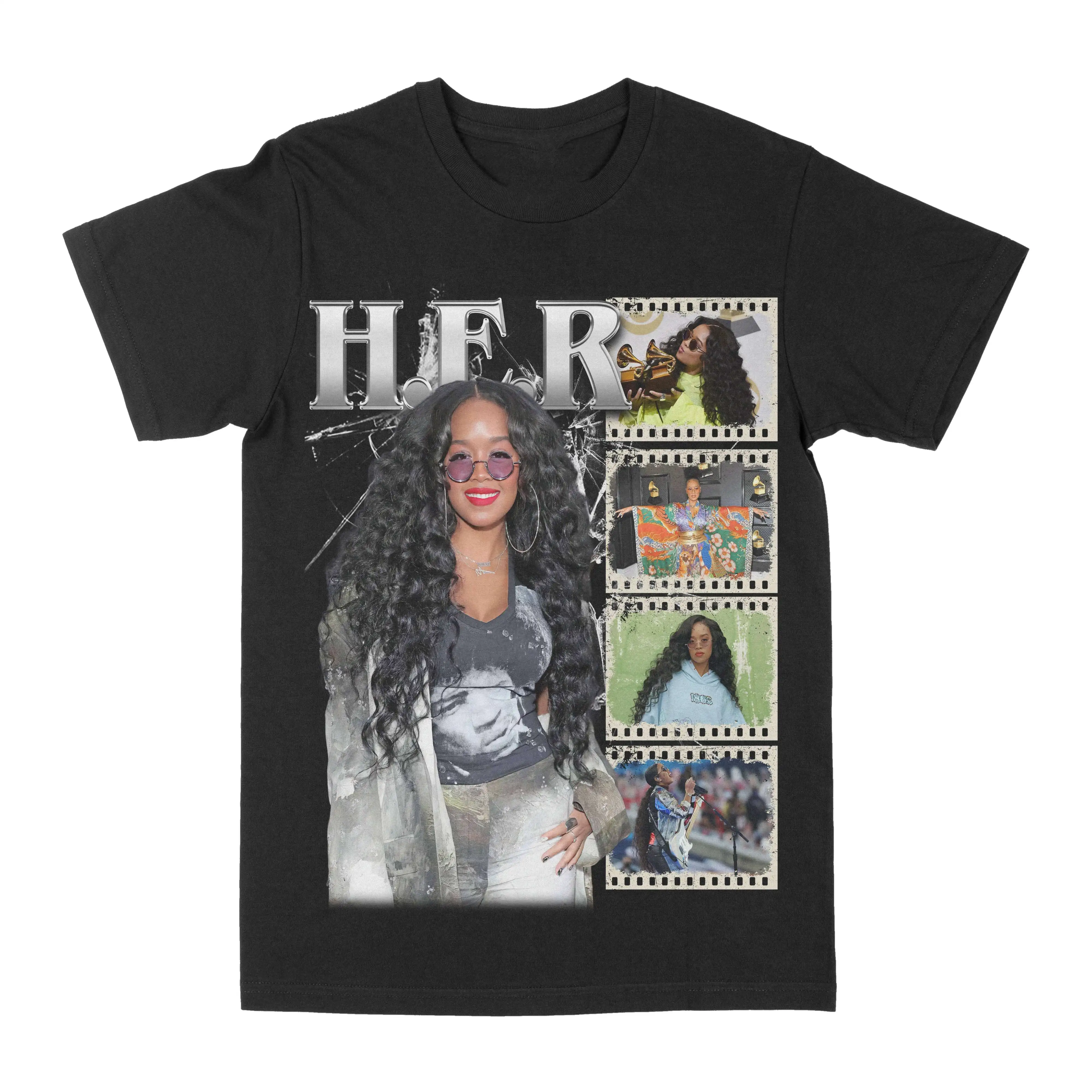 

2025 H E R Graphic T-Shirt Men Women Cotton Tees Retro Hip Hop Streetwear Oversized Short Sleeve Y2k Tops Unisex Summer Clothing