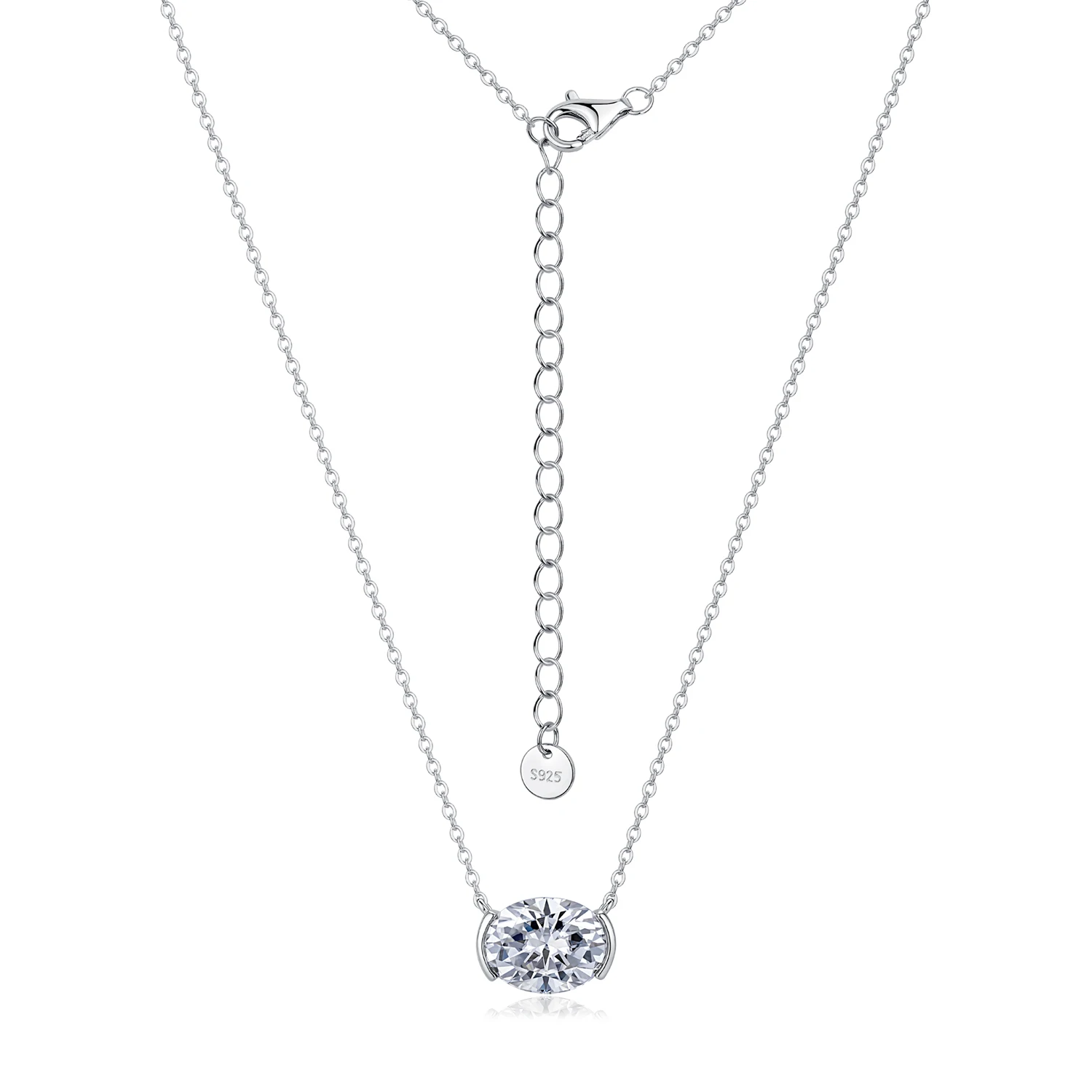 

Classic Silver-plated 18K White Gold Oval Moissanite Diamond Necklace 1.0 2.0 3.0ct For Women Gift And Daily Wear