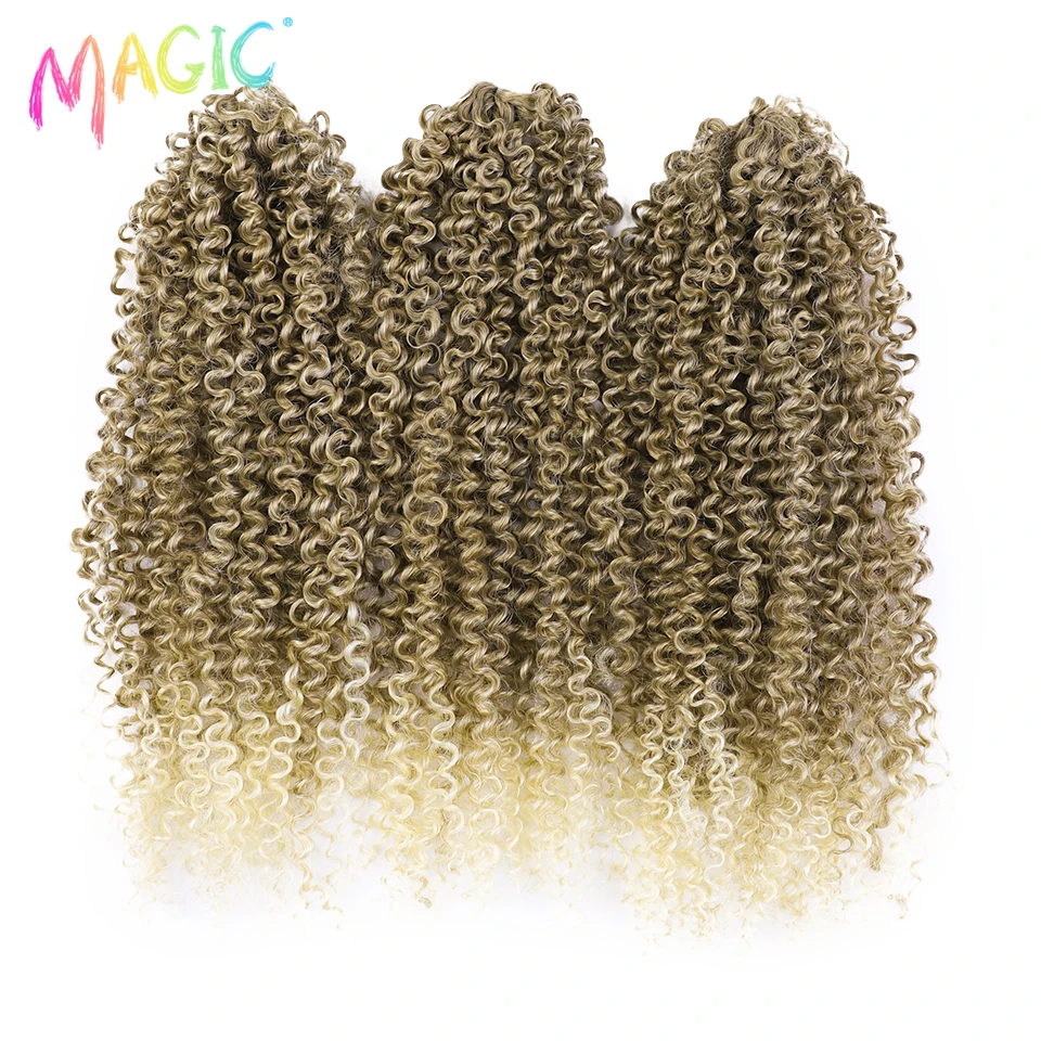 

Magic Crochet Hair Afro Kinky Curly Braiding Hair Synthetic Crochet Hair 18 Inch Ombre Brown Passion Twist Hair Extensions