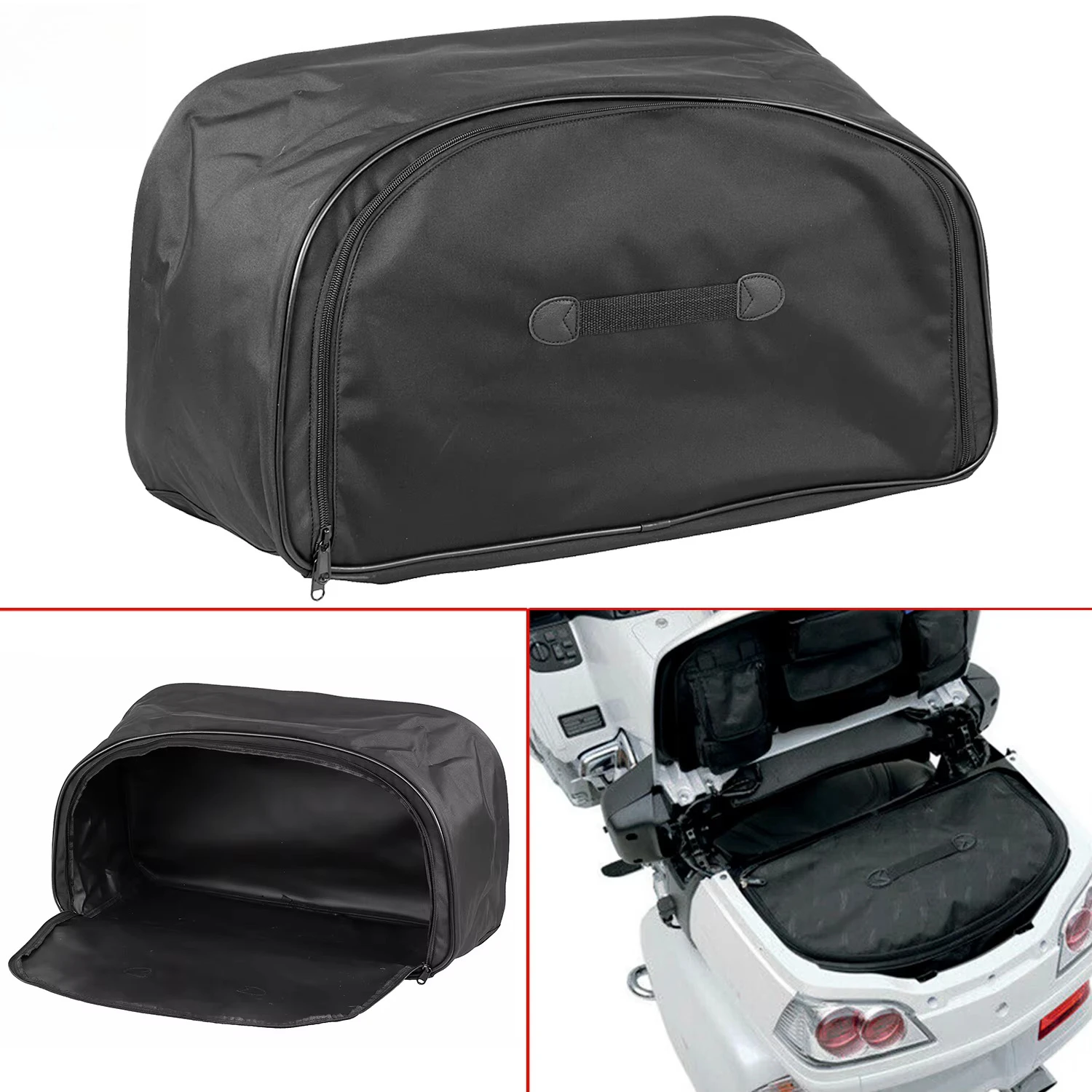 Motorcycle Black Rear Pack Trunk Soft Liner Trips Cargo Storage Bag For Honda GL1800 Gold Wing Airbag 2001-2010
