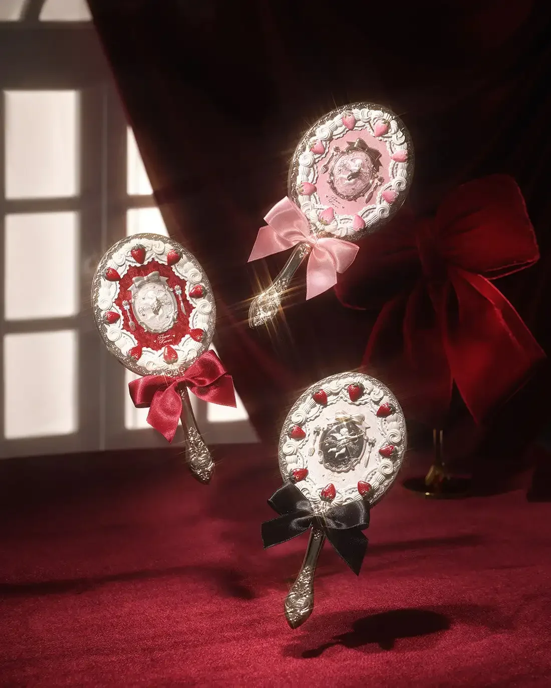 Flower Knows – miroir de vanité, violet, fraise, Rococo, miroir de maquillage, miroir Portable avec poignée