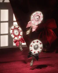 Flower Knows Vanity Mirror Violet Strawberry Rococo Hand Mirror Makeup Mirrors Portable Mirror with Handle
